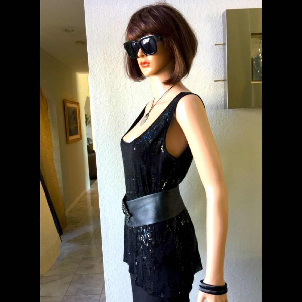 Calvin Klein Black sequined Top L